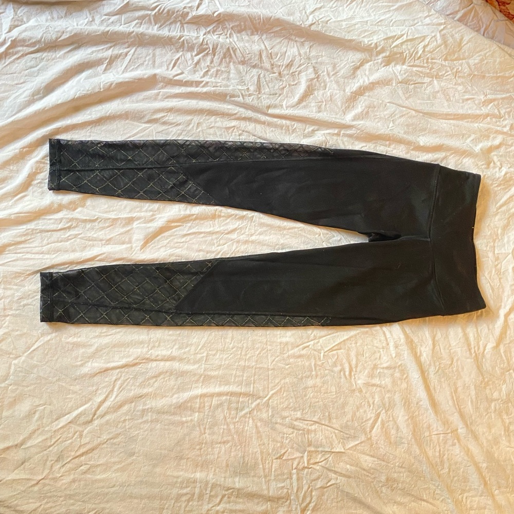 Victoria Secret Black Mesh Leggings with Gold Criss Cross Detail- XS